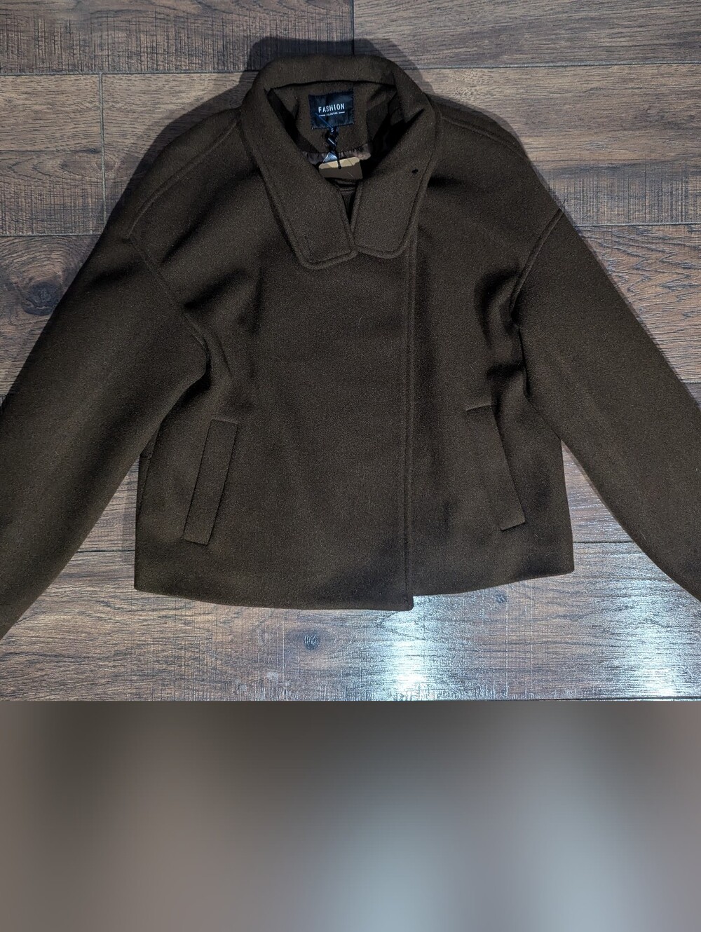 Utcoco Fashion Chocolate Brown Wool Blend Women's Cropped Jacket Size S NWT